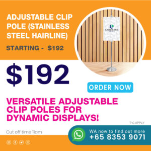 Adjustable Clip Pole (Stainless Steel Hairline)