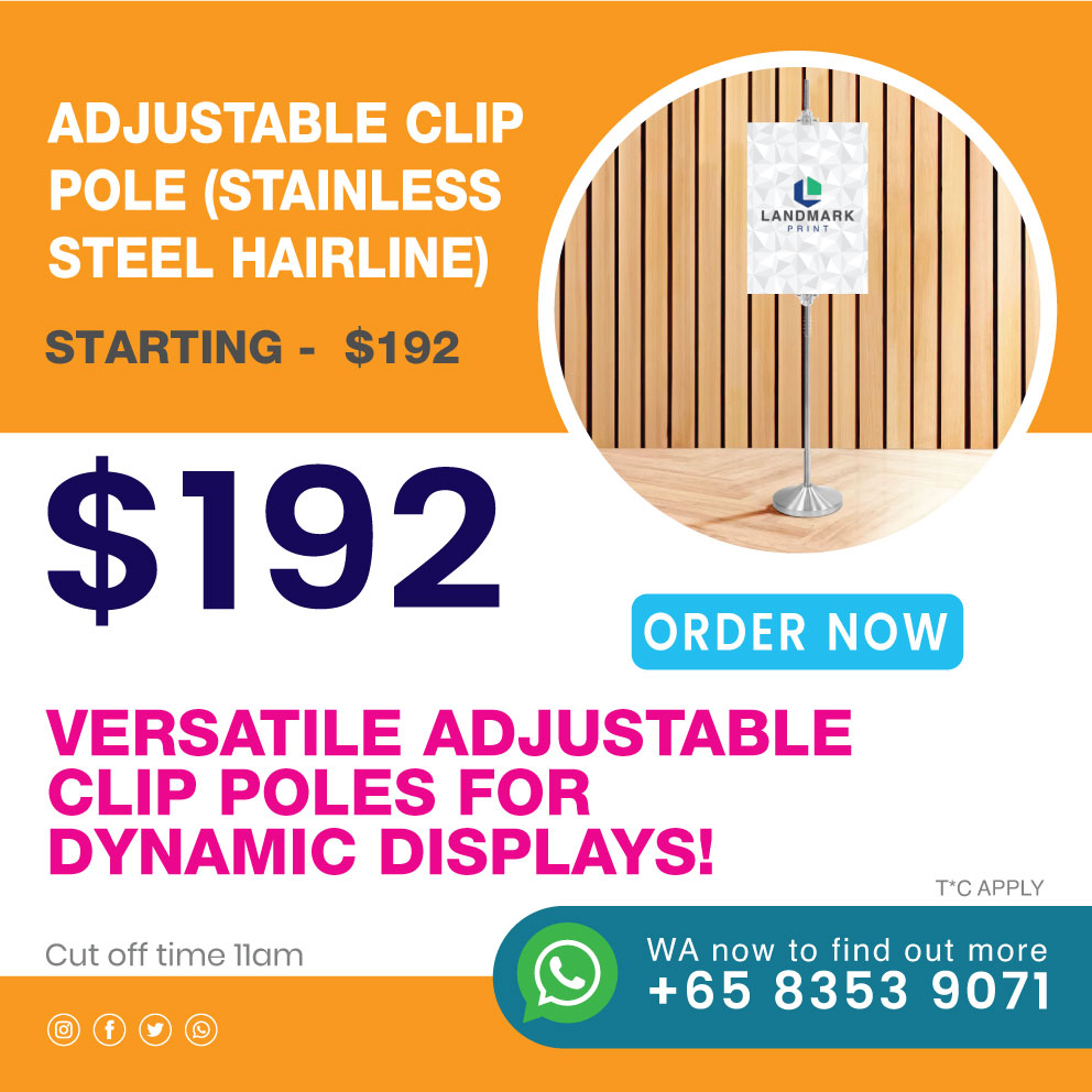 Adjustable Clip Pole (Stainless Steel Hairline)