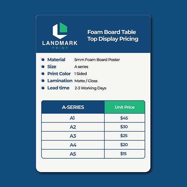Foam Board Table Top Display