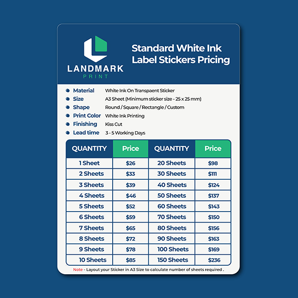 Standard White Ink Label Stickers